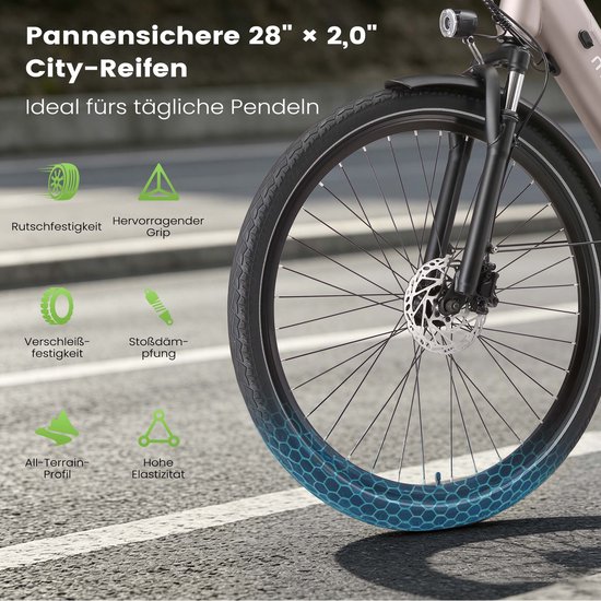 Maxtron Marathon Elektrische Fiets - 810Wh Accu (22.5Ah) - Actieradius tot 160 km - 700C×50C Banden - Shimano 7 Versnellingen - Aluminium Frame - Verende Voorvork met Lock-out - Hydraulische Schijfremmen - Stadsfiets - Max. Belastbaar 120 kg - Paars van Maxtron — afbeelding 4