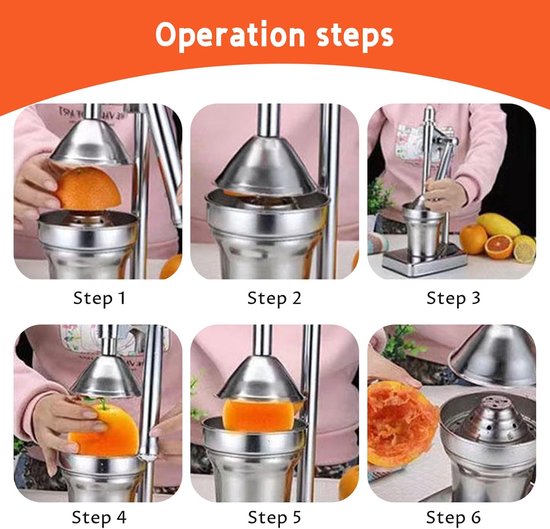 Handpers Roestvrij Staal - Citruspers Fruit Squeezer - Vers Sap Maken - Ergonomische Hendel — afbeelding 4