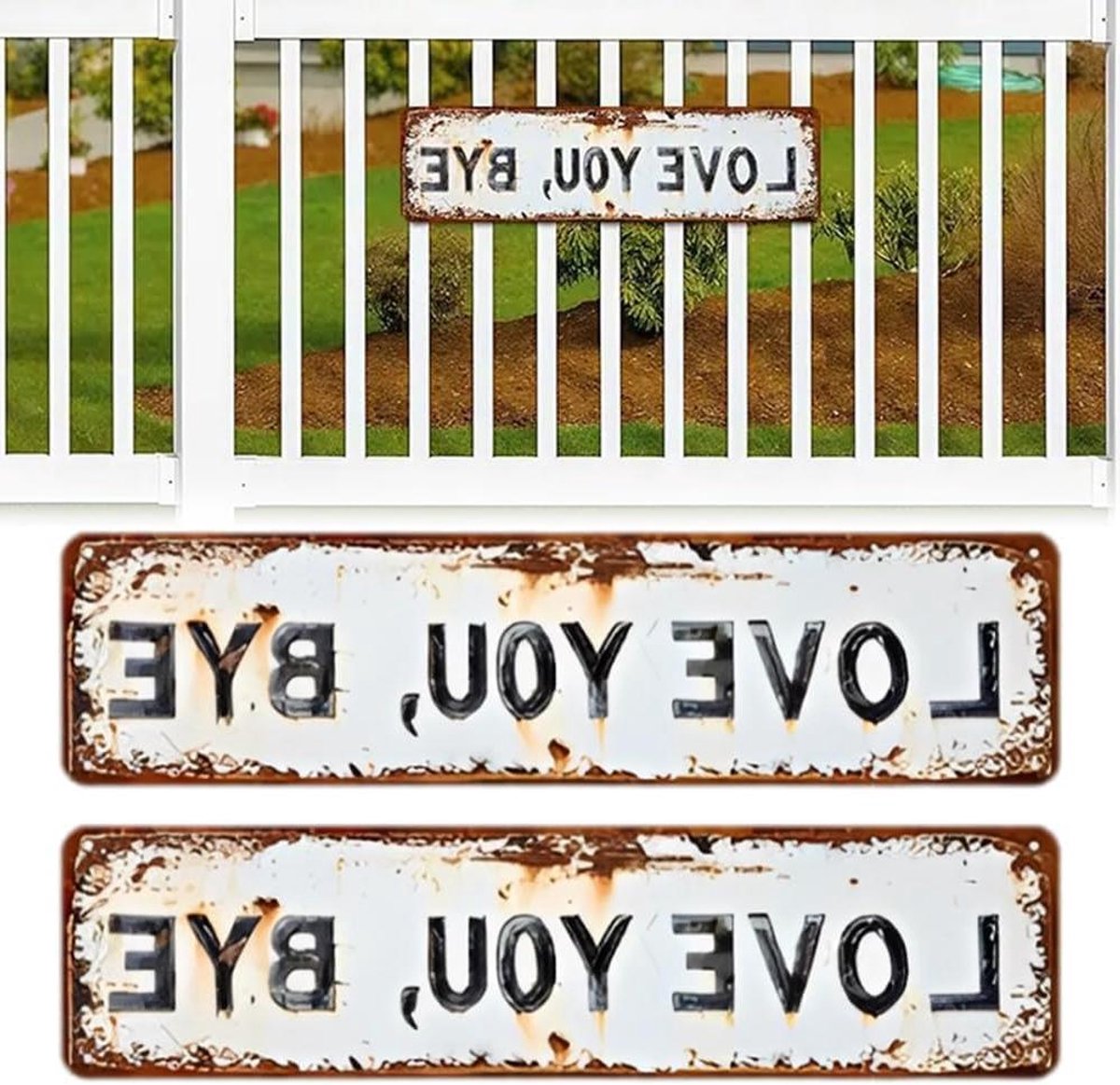 Metalen Wandbord - Entree Decoratie - Huis Verwelkomen - Vintage Look - 39x9.8 cm - Grijs