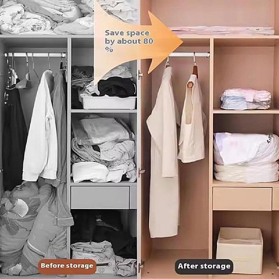 Vacuüm Opbergzakken - Kledingzakken Compressie - Ruimte Besparen - Zonder Pomp - 50x70x30 cm - Niet gespecificeerd — afbeelding 3