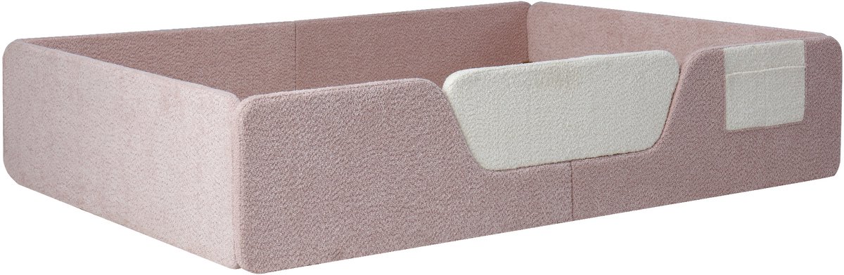 COVREO Kinderbed met afneembare veiligheidshekken – Bedframe met opbergtas – Slaapbed voor kinderkamer – 140x190 cm – Roze - zonder matras