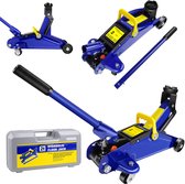 Hydraulische krik 2 ton - Vloerkrik autokrik met wielen en hefstang, - Verstelbare Hefhoogte 13,5cm tot 32cm - voor auto bandenwissel garage reparatie