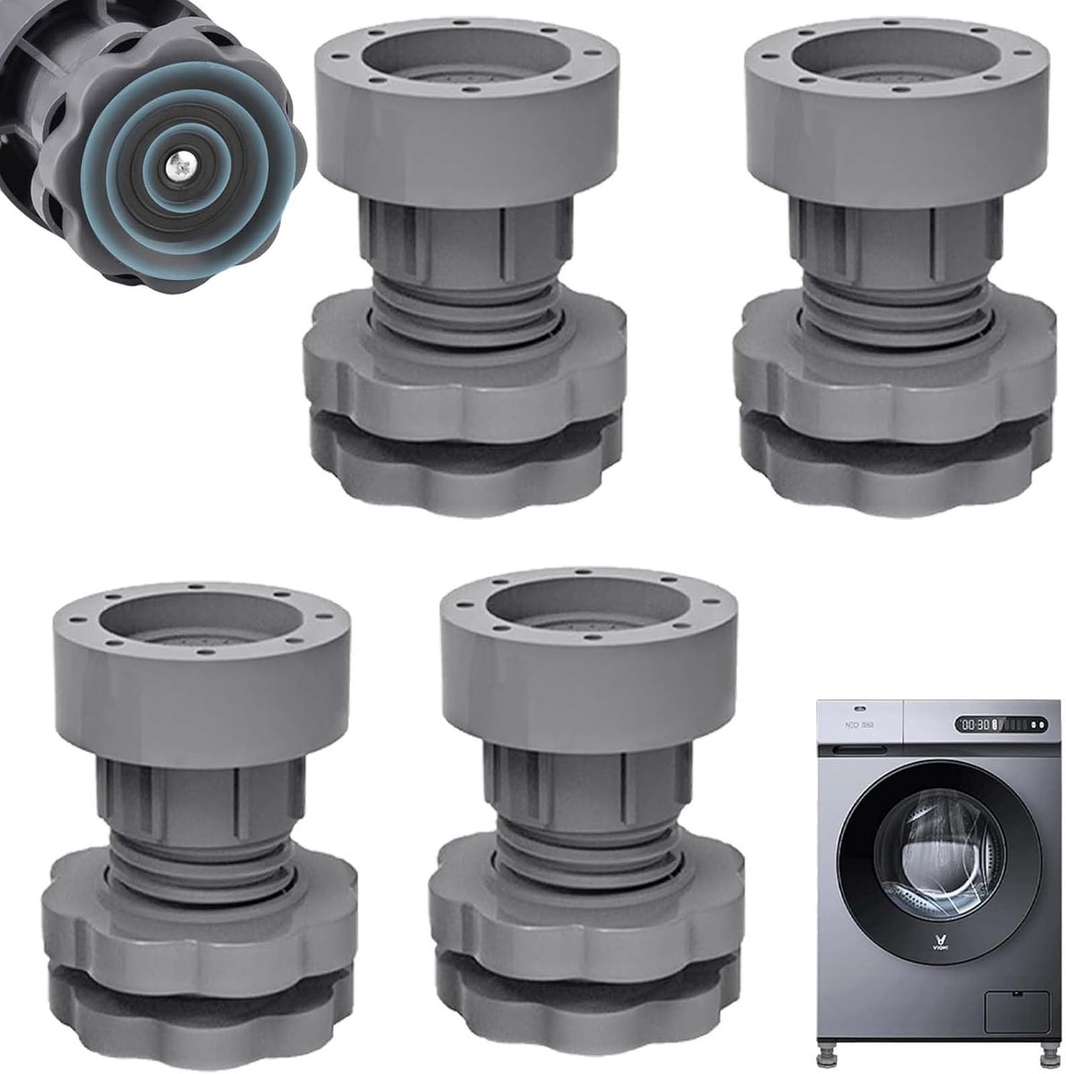 Wasmachinemat - Verhogers - voor Wasmachine en Wasdroger - Grijs