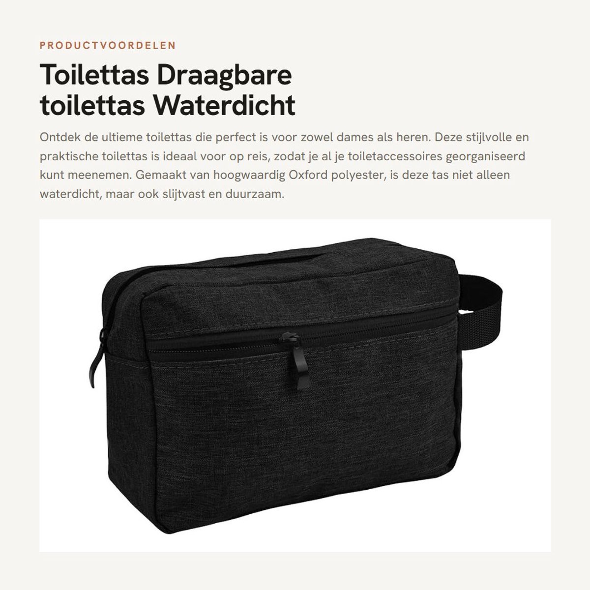 Dailygoods- Toilettas Draagbaar - Waterdicht - Toilettas Dames/Heren - Toilettas met Haak - Toilettas voor Toiletaccessoires - 22 x 14,5 x 7 cm - Cosmeticatas