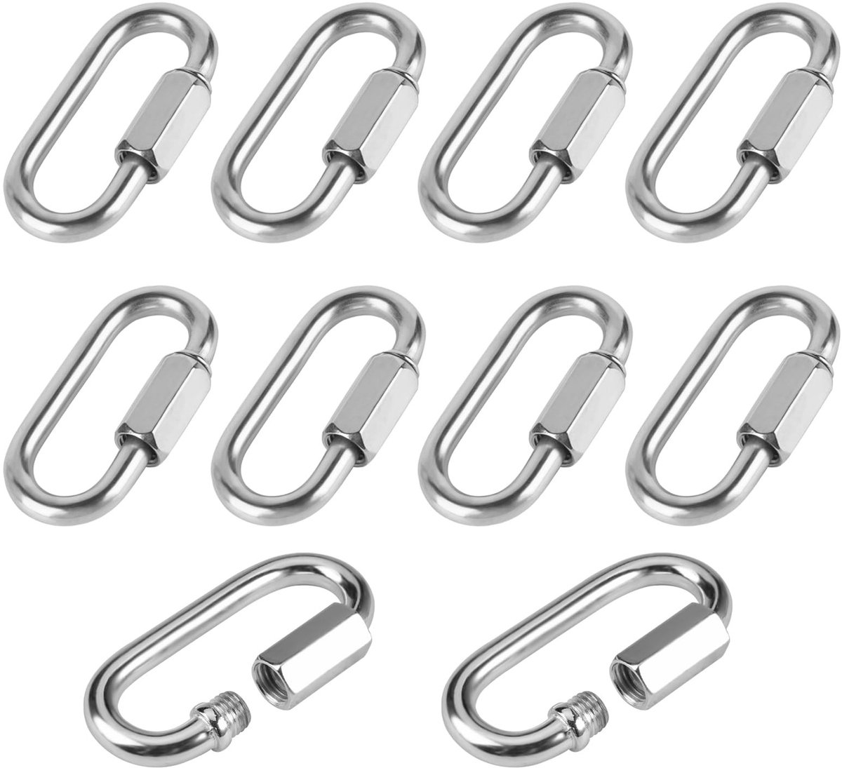 Dailygoods- Karabijnhaak Zwaar Gebruik - Karabijnhaak met Schroefsluiting - Snelle Connect Karabijnhaak - Gegalvaniseerd IJzer - 10 Stuks - 57 mm Lang - Haak