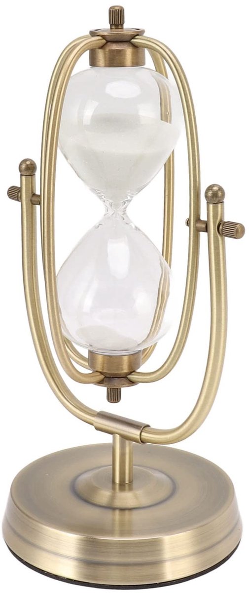 Dailygoods- Huis Zandloper Handgemaakt - Metaal/Glas - Huishoudelijke Ornament - 15 Minuten Draaien - Uniek Vakmanschap - Schitterende Details - Decoratieve Zandloper