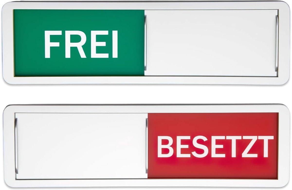 Dailygoods- Bezet Bordje Lichtgewicht - Toiletbordje Vrij/Bezet - Schuifbord - Ruimtestatus - Praktisch Schild - 17,8 x 5,2 cm - Deurbordje