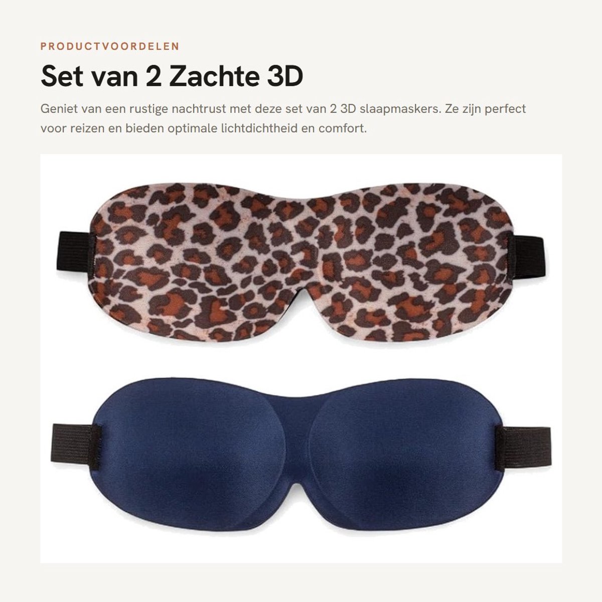 Dailygoods- Slaapmasker 3D-contour - Oogmasker voor dames/heren - Lichtdicht - Verstelbare band - Set van 2 - Zacht en stijlvol