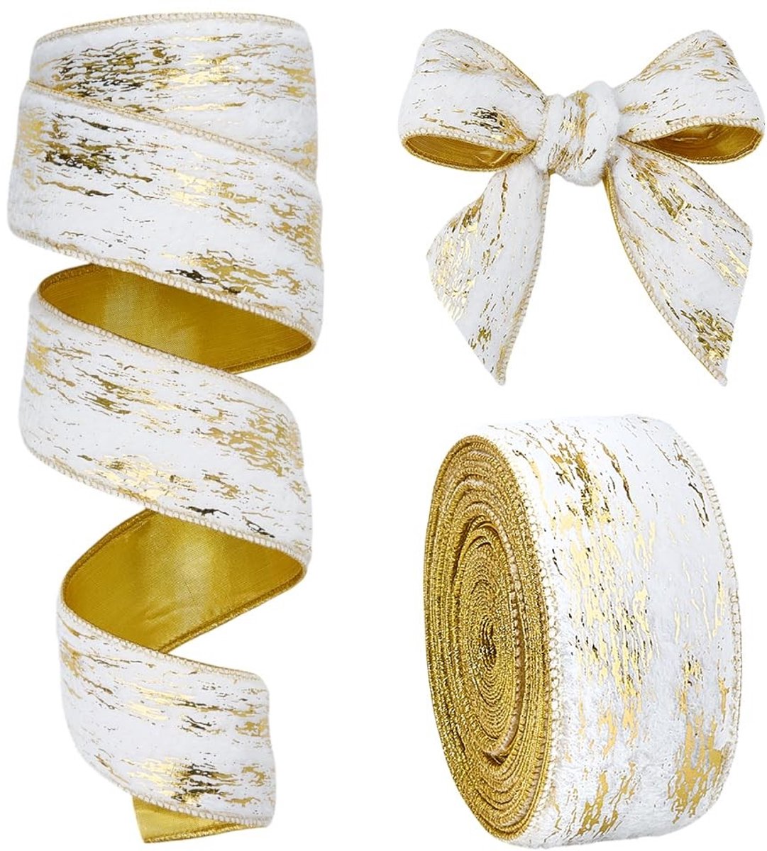 Dailygoods- Kerstdecoratieband Gouden Draad - 9M Imitatiebont - Metalen Rand - Cadeaudecoratie - Knutselwerk - Doe-het-zelf Ambachten - Lint
