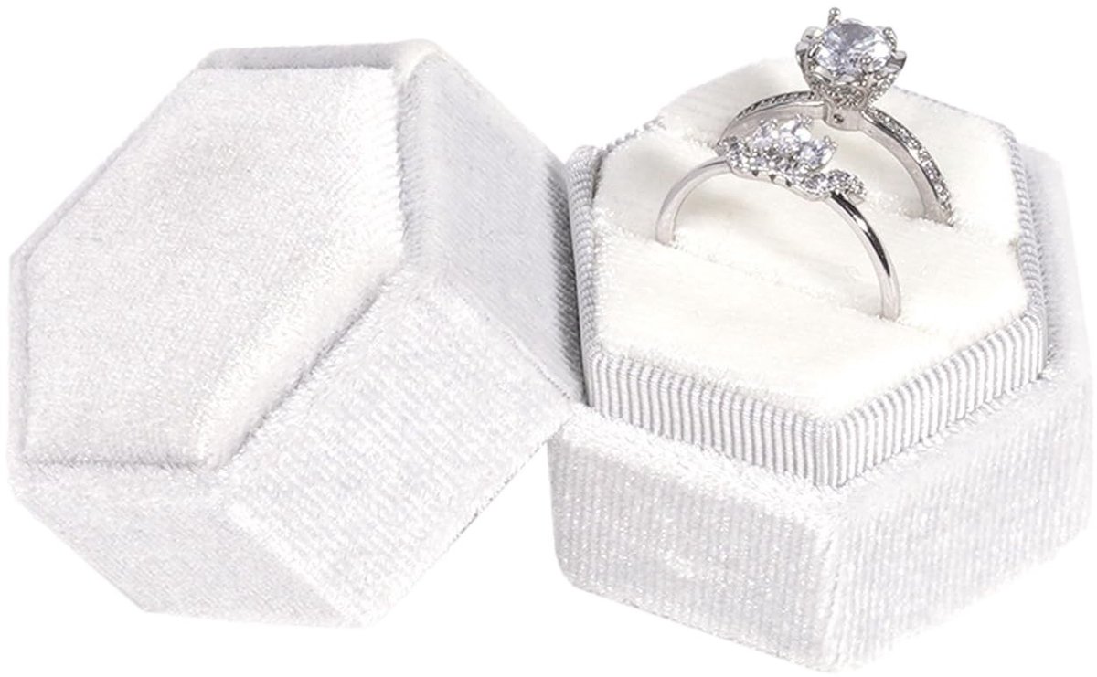 Dailygoods- Ringendoos Elegant - Ringendoosje Huwelijk - Ringendoosje Bruiloft - Ringen Doosje - Fluwelen Ringbox - Klein en Lichtgewicht