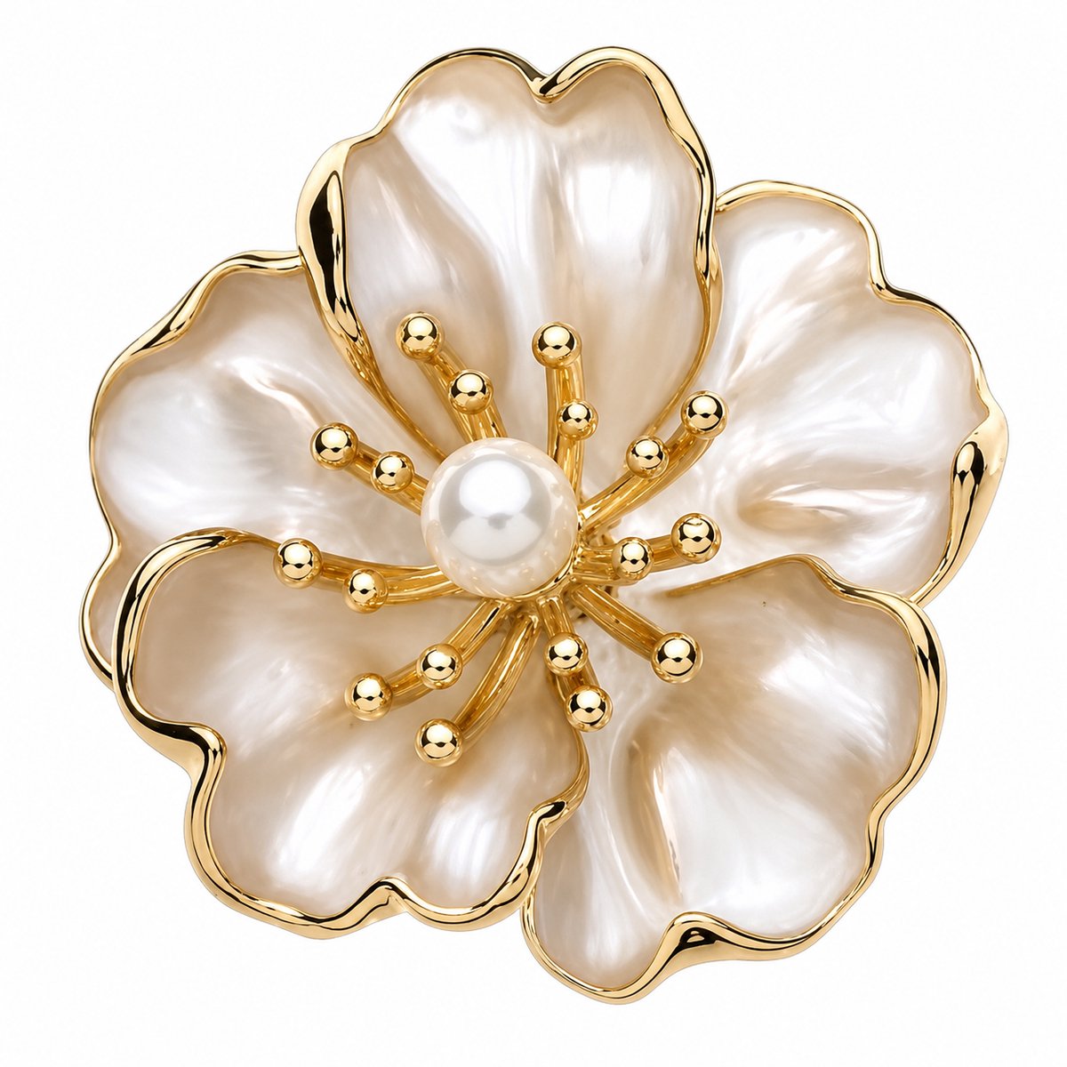 Fashionclip®- Magneet - Broches - Magneetsluiting - Magneetbroche -Parelbloesem - Goud