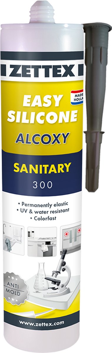 Zettex Easy Siliconenkit S - Sanitairkit voor Badkamer & Keuken - Schimmelbestendig & Elastisch - 310ml - Antraciet