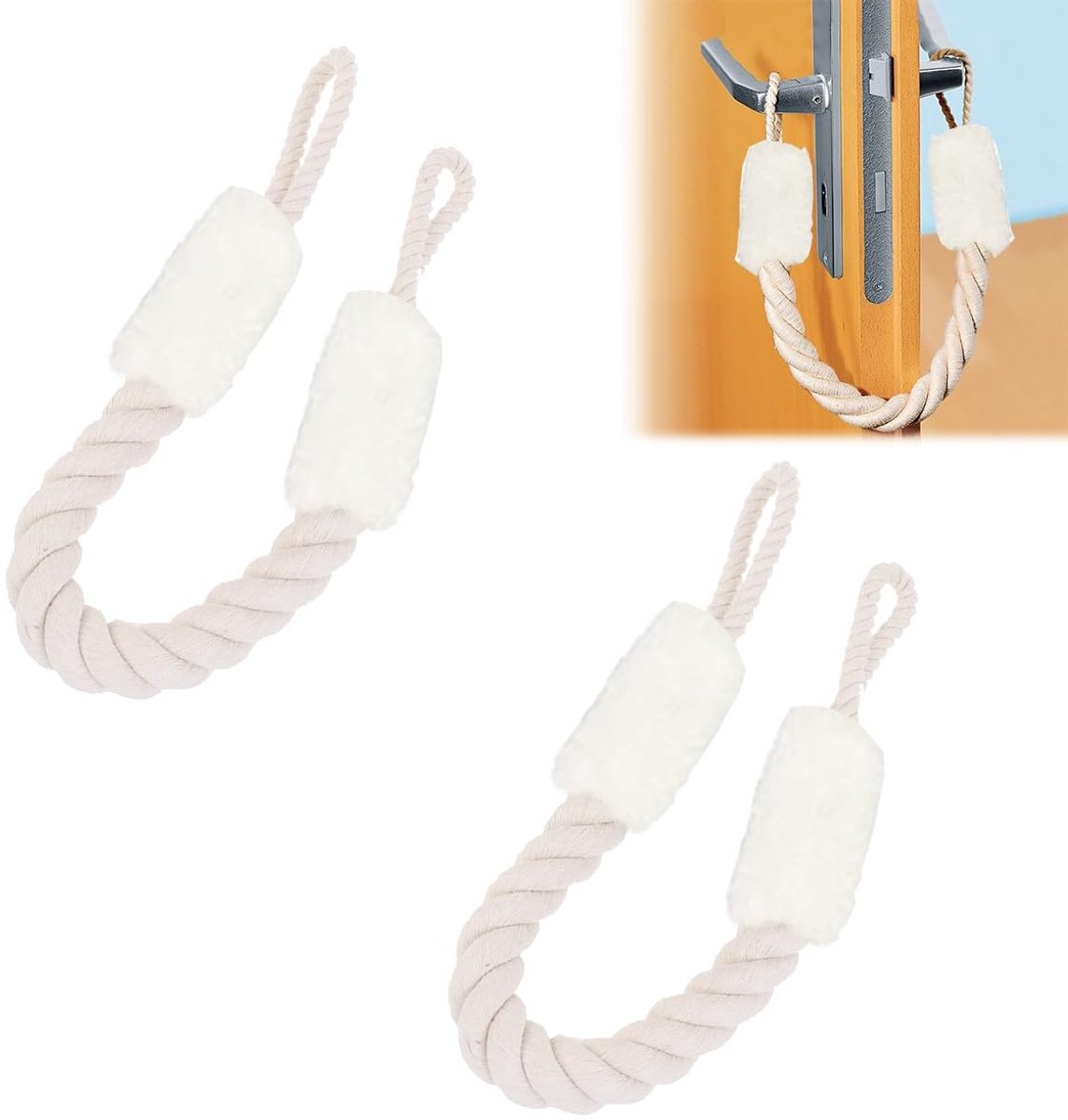 Dailygoods- Deurkoord 2 Stuks - Deurstopper - Katoenen Deurbuffer - Klembescherming - Decoratieve Deurvastzetter - Geschikt voor Kinderen en Huisdieren