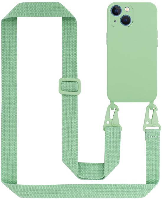Chaîne de téléphone portable Cadorabo pour Apple iPhone 13 MINI en VERT CLAIR LIQUIDE - Étui de protection en silicone avec cordon de serrage réglable en longueur