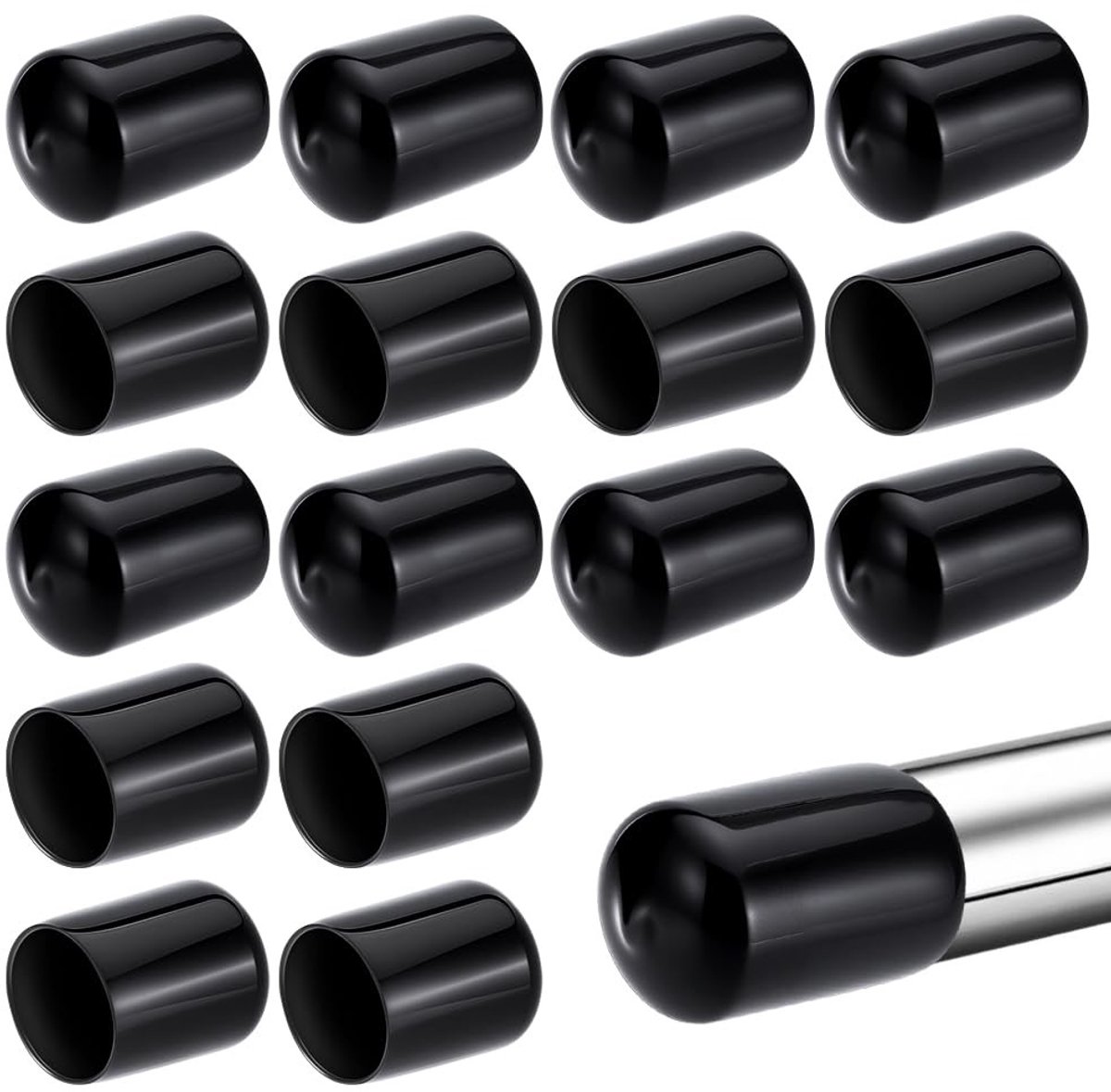 Dailygoods- PVC-Eindkappen 20 Stuks - Binnendiameter 22 mm - Zwart/Rond - Antislip - Vloerbescherming - Kunststof - Meubelbescherming