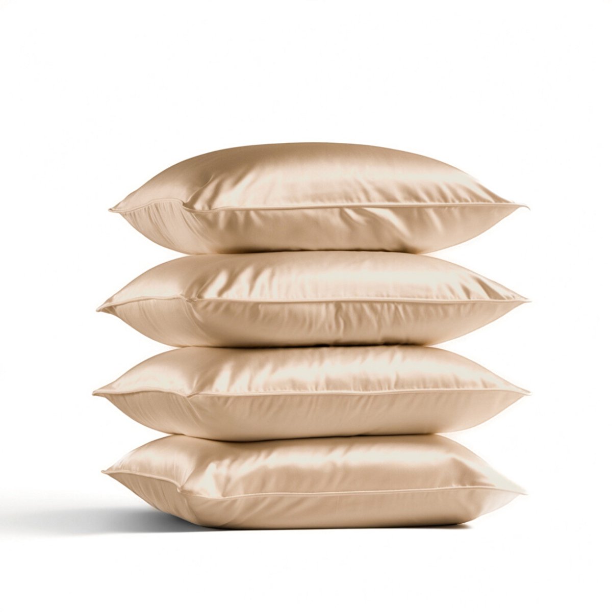 Silk Heaven 4x Zijden Kussensloop 40x80cm Donker Champagne Ritssluiting 19 Momme - Kussensloop set - Luxe Silk Kussensloop 100% moerbei zijde - Zijde kussensloop - Silk Heaven - 40x80cm / Ritssluiting