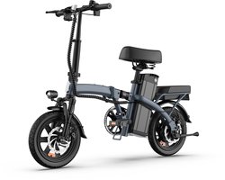 Qekud F1L Elektrische Vouwfiets - 14" E-Bike met Dubbele Vering - 250W Motor - 48V 7.5Ah Uitneembare Accu - Schijfremmen - Comfortabele Stadsfiets