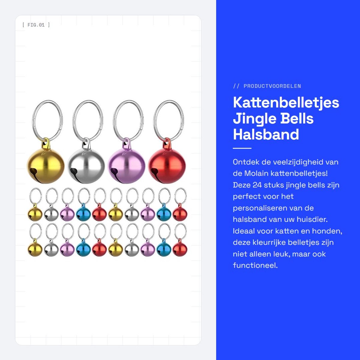Dailygoods- Kattenbelletjes 24 Stuks - Sleutelhangers - Metalen Klokken - DIY Festival Decoraties - Huisdier Halsbanden - Corrosiebestendig - Belletjes