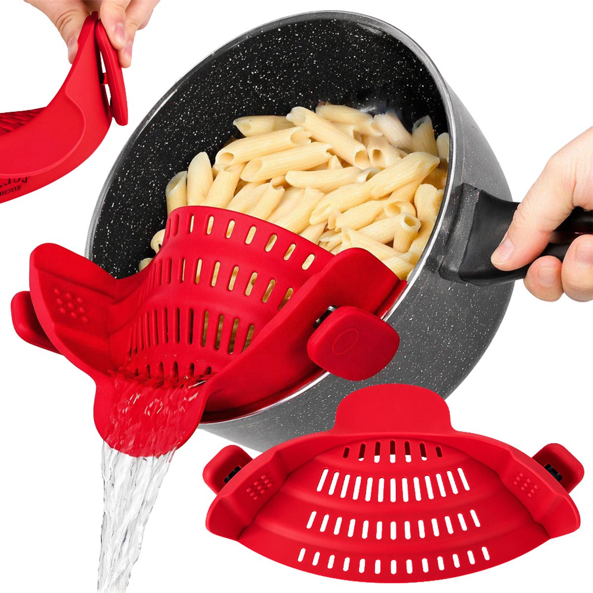 Flexibele Panvergiet - Universeel Vergiet met Klemmen - Afdruipvergiet voor Pasta, Rijst en Groenten