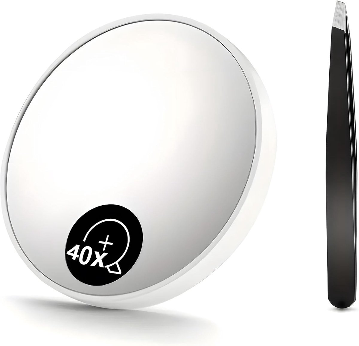 Thijox - Professionele 40X Vergrootspiegel met Zuignap & Pincet | Ideale Make-up Spiegel voor Nauwkeurige Wenkbrauwcorrectie | Reisvriendelijk en Comp