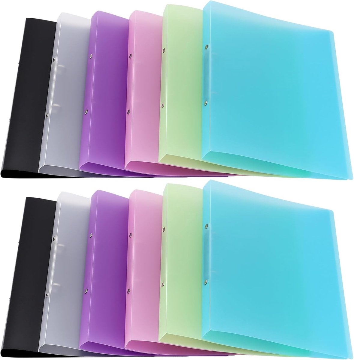 12 Stuks A4 Ringmappen, O-Ring, Transparante Flexibele Plastic Bestandsmap, 23mm Multikleurige Documentenorganizer voor School, Thuis en Kantoor