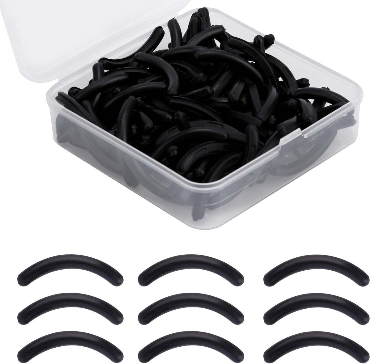 Thijox - 100 Stuks Wimperkruller Navulpads in Opbergdoos - Duurzame Universele Rubberen Wimperkruller Vervangingspads voor Verbeterde Krul (Zwart)