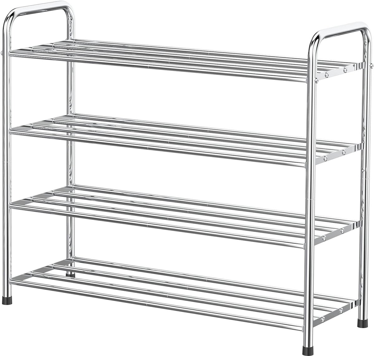 Thijox - Schoenenrek 4 lagen - Roestvrijstalen schoenenorganizer - Opbergplank voor 12 paar schoenen - Zilver - Voor woonkamer, garderobe, hal - 68 x