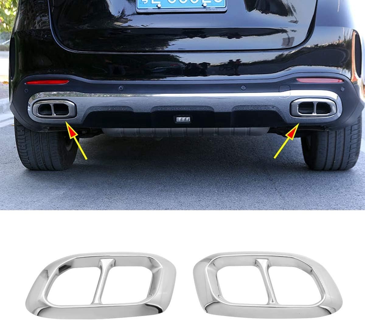 RVS Uitlaatdecoratie en Accessoires voor Benz GLE GLC GLS W167 X253 X167 2019 2020 - Luxe Auto Accessoires en Verfraaiingen