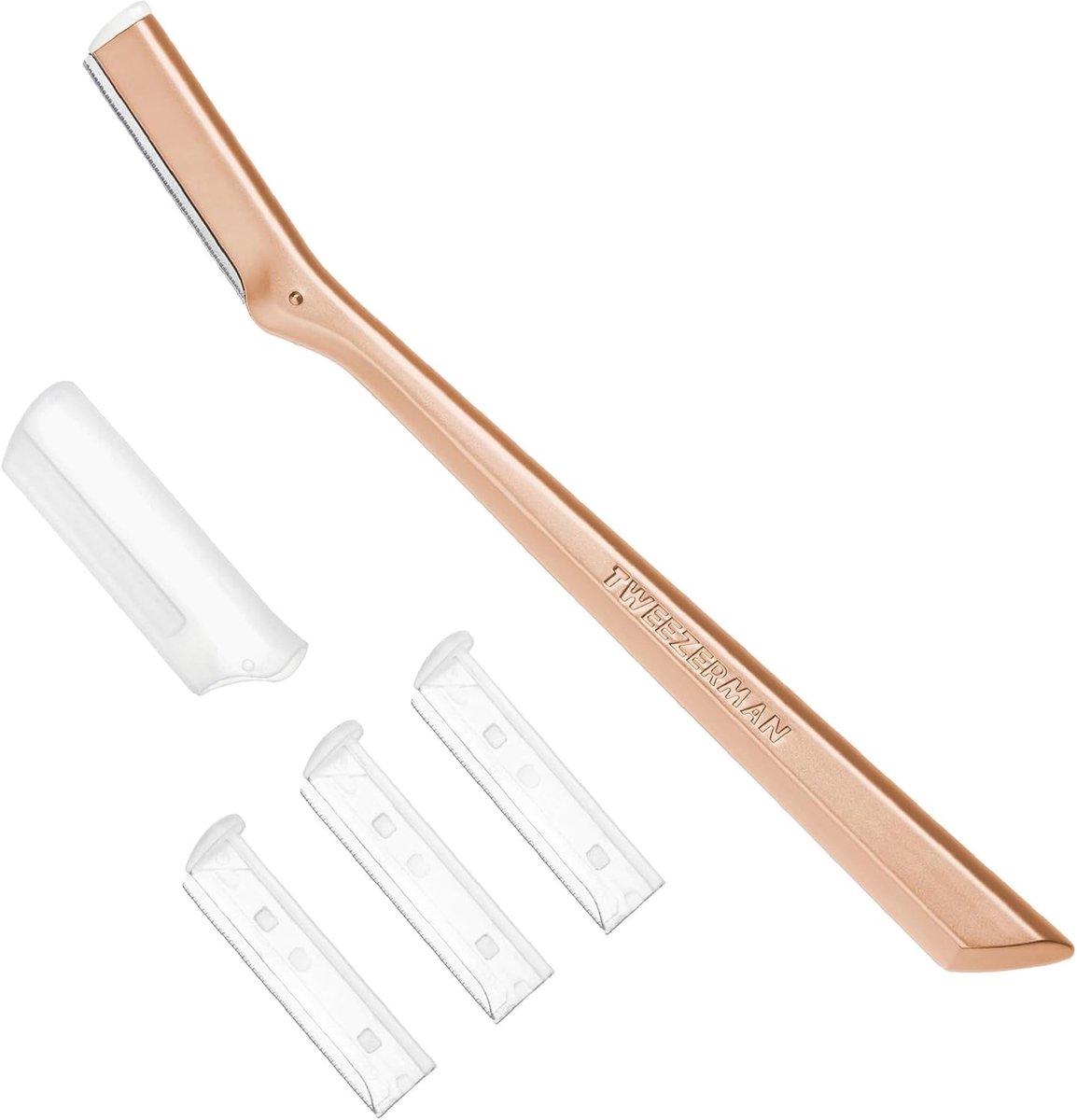 SnelShoppen - TWEELINGEN Facial Hair Razor - Precisie Haarverwijdering met RVS Mes - Roze Goud - Inclusief 3 Vervangende Bladen - Gemakkelijk en Veili