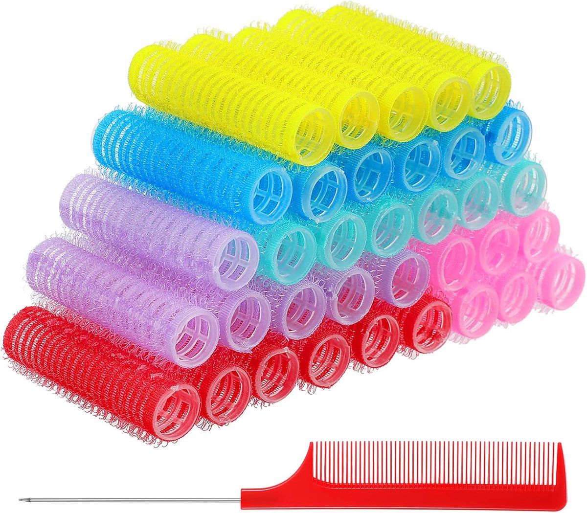 Thijox - 37 Stuks Zelfklevende Kleine Krulspelden met Staartkam - Professionele Kappersaccessoires voor Perfecte Krullen en Stylings - Ideaal voor Sal