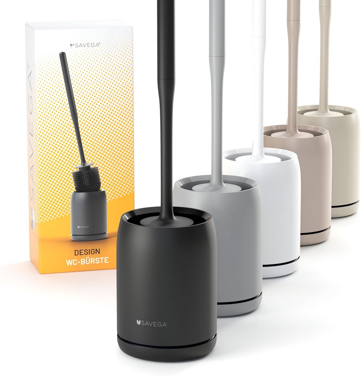 Thijox - WC borstel zwart siliconen - Hygiënische toiletborstel wandmontage zonder boren - Toilet brush houder voor badkamer en toilet - Modern design