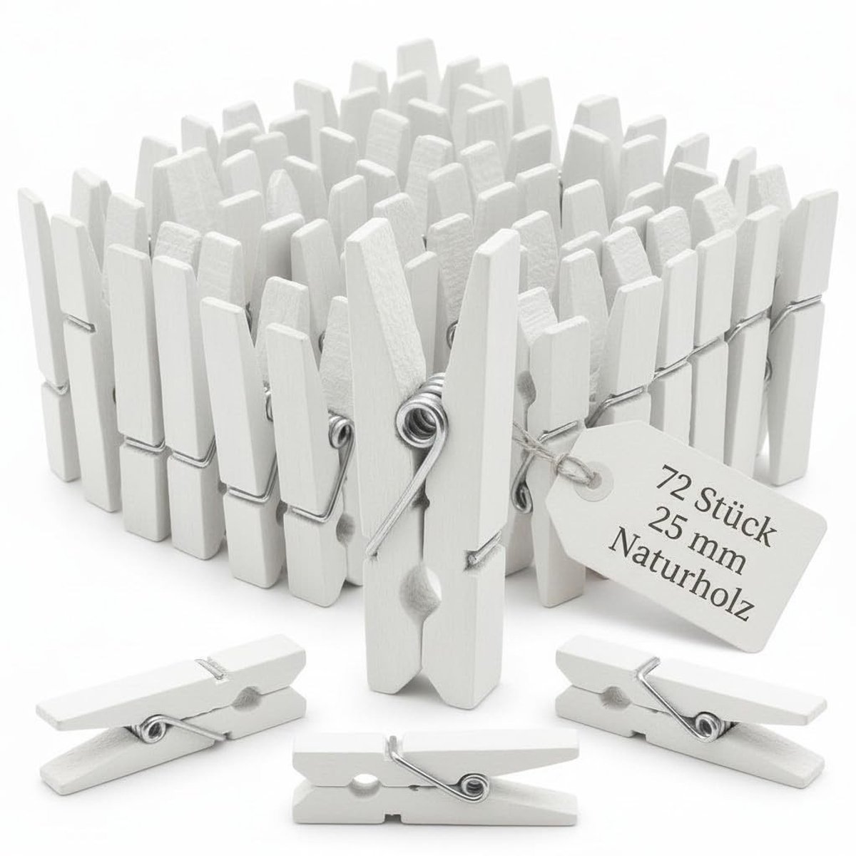 Dailygoods- Wasknijpers Hout 72 Stuks - Mini Wasknijpers - Decoratieve Klemmen - Knutselen - DIY Projecten - Creatieve Tafeldecoratie - Knijpers