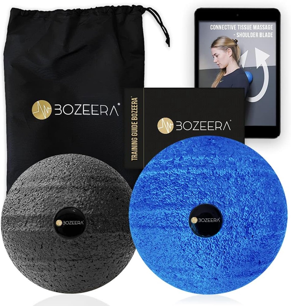 SnelShoppen - Fasciabal Set 10 cm & 8 cm, Massageballen voor Schouder en Rug, Inclusief Video, Boekje en Tas, Premium Massage Bals voor Ontspanning
