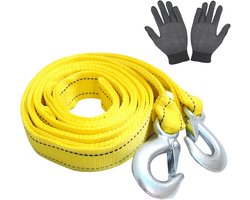 Sleepkabel Auto - Sleeptouw Vrachtwagen - Offroad Berging Slepen - Reflecterende Strepen - 4 Meter 5 Ton - Geel