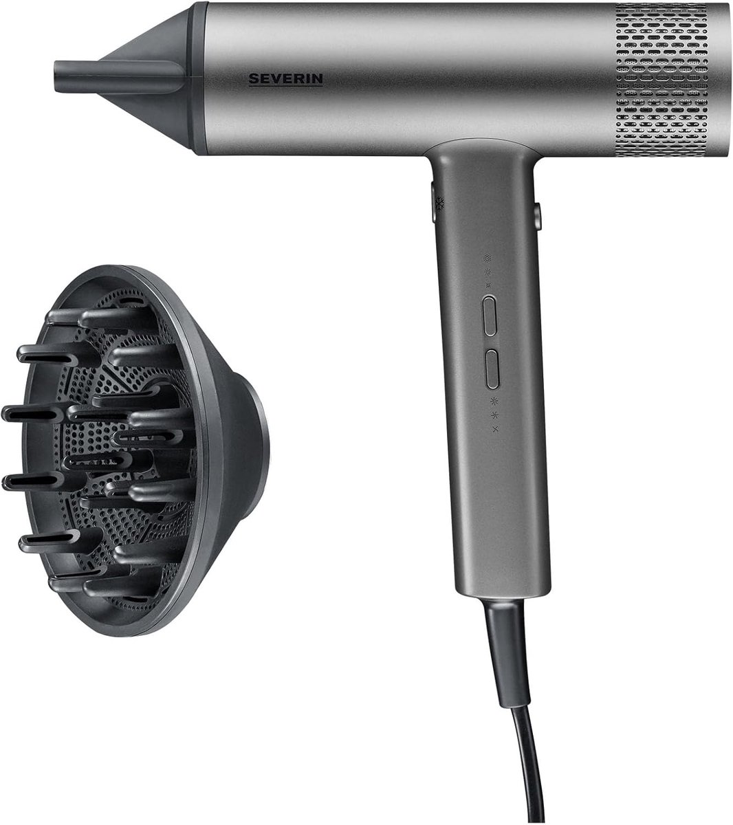 Thijox - Haardroger S-Style Speed Pro 2000W met Diffuser en Concentrator, Krachtige BLDC-motor, Ionische Technologie, Antraciet voor Glanzend Haar