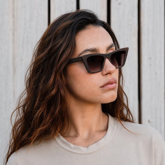 Wooda® Houten Zonnebril Cateye - Bruin Houtaccent - Gepolariseerd - Wooda Cami Marrón Dégradé van Merkloos — afbeelding 3