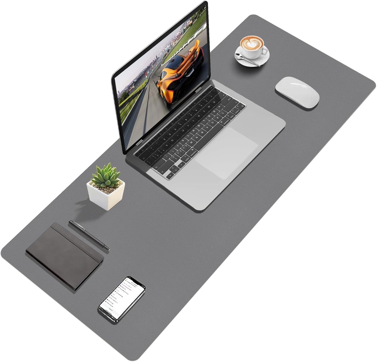 Desk pad donkergrijs 100x40 cm voor een georganiseerde werkplek, bureauaccessoires en ergonomisch comfort