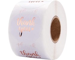 Thijox - Loogi Thank You Stickers - 500 stuks Bedank-etiketten - Decoratieve Verpakking - Roségoud - 2,5 cm - Perfect voor Feesten, Cadeaus en Handgem