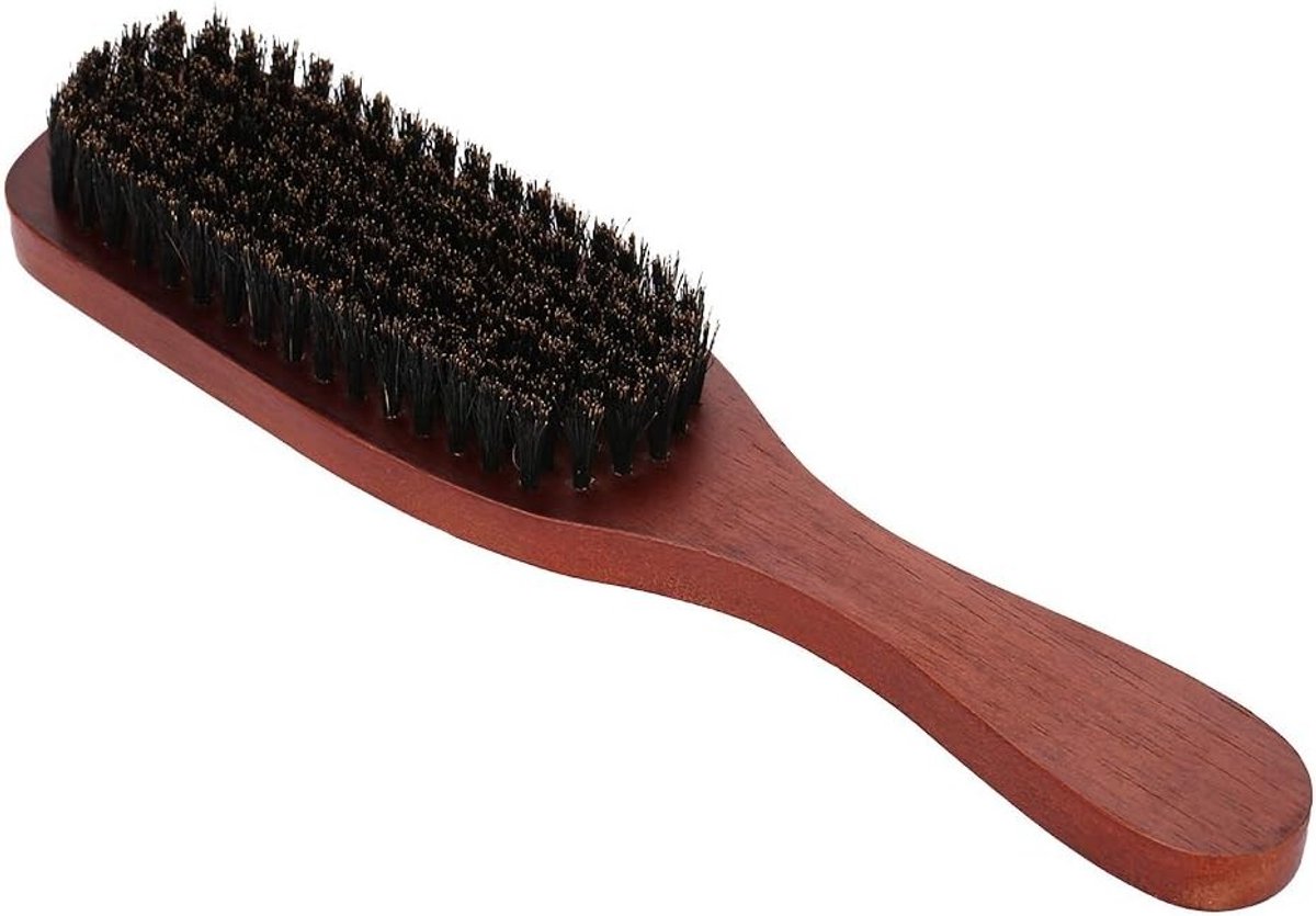 Houten Baardborstel met Stijve Varkensharen, Ideaal voor Baardverzorging en Huidverzorging, Geschikt voor Baardolie en Balsem om Baard te Verzachten en Huid te Exfoliëren