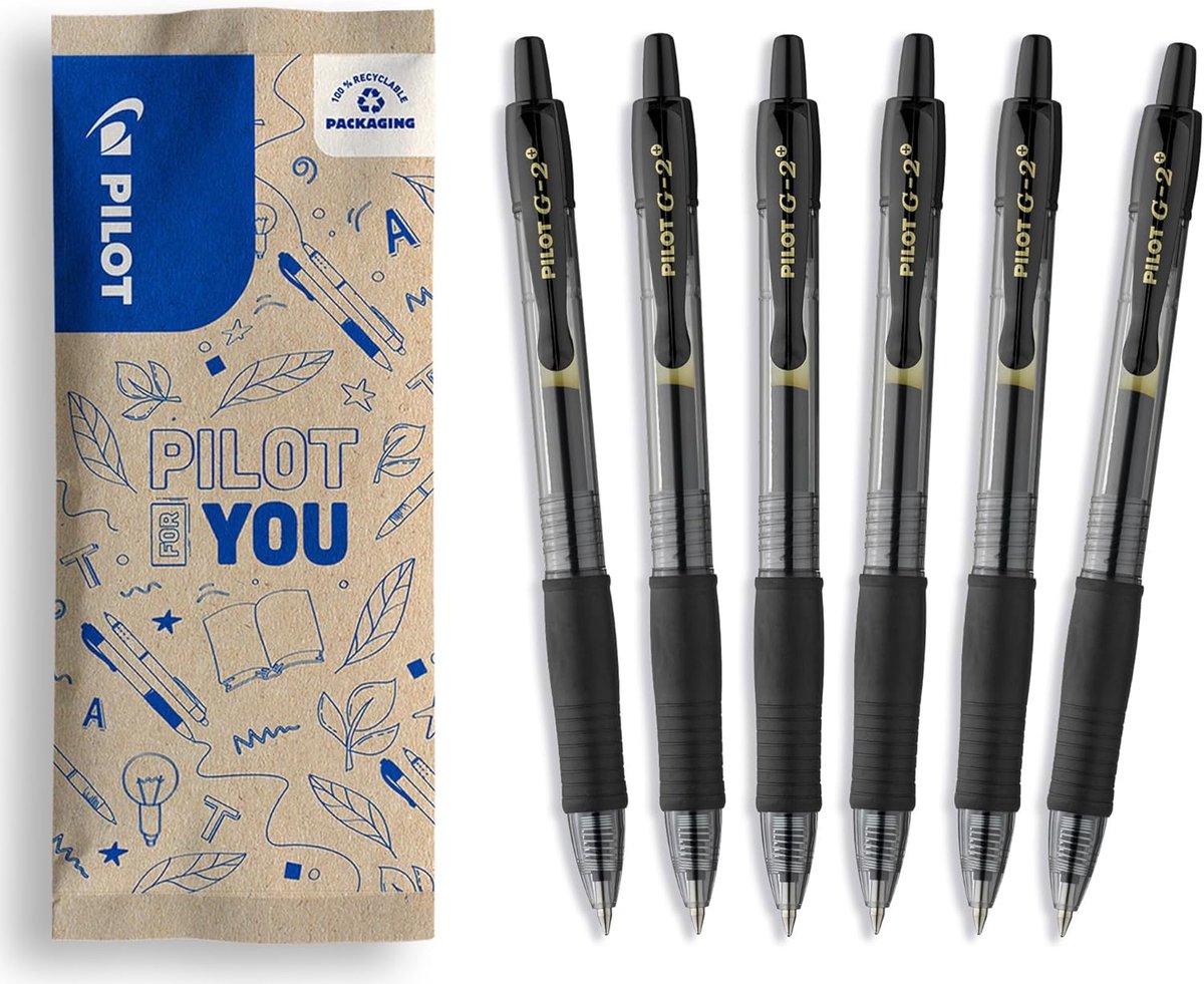Thijox - Set van 4 G2 Plus Gelrollers - Intrekbare en Navulbare Schrijfpen met Ergonomische Grip - Zwart - Medium Punt 0,7 mm voor Kantoor en School