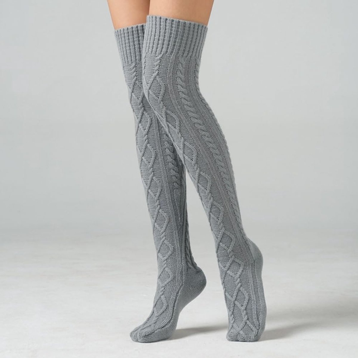 Dikke Gebreide Kniekousen voor Dames - Warme Overknee Sokken voor de Winter, Perfect voor Laarzen en Booties