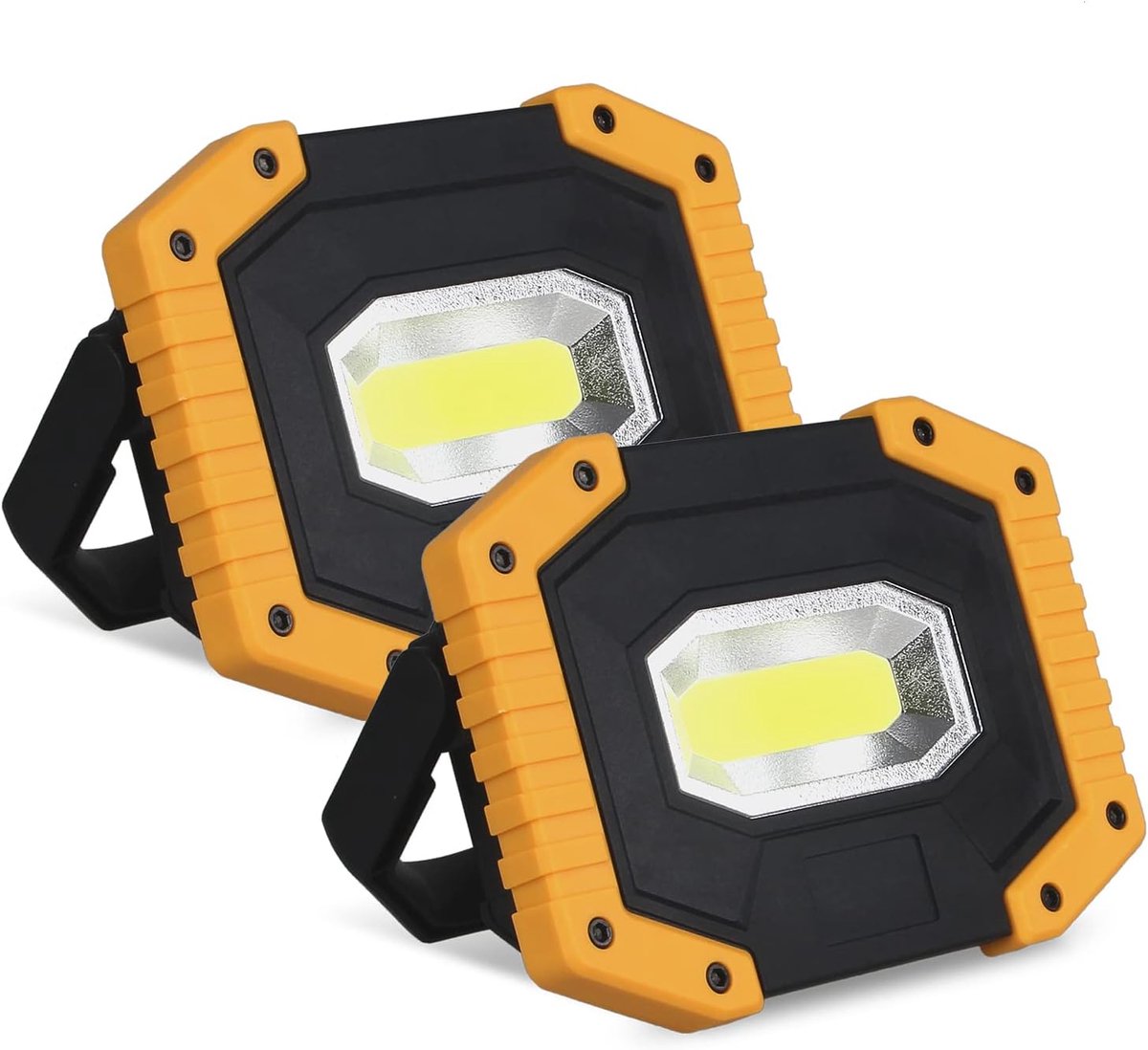 SnelShoppen - Oplaadbare LED Bouwlamp 30W 2000LM Draagbare Verlichting met 3 Modi & USB - Ideaal voor Camping, Bouwplaats, Garage en Werkplaats (2 Stu