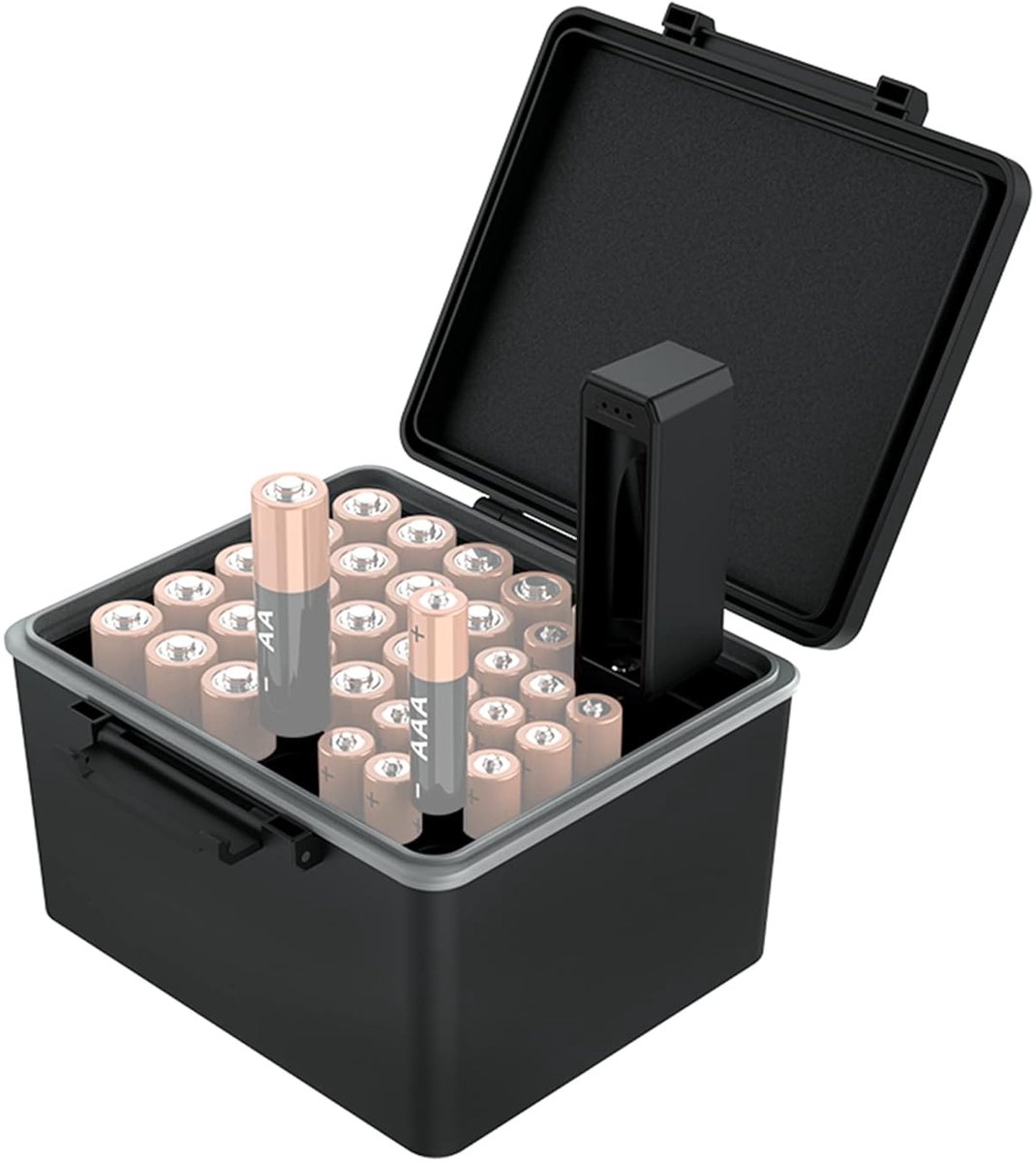 Thijox - Batterij Organizer Opbergkoffer voor 20 AA en 14 AAA Batterijen met Tester, Waterbestendige Harde Houder en Afneembare Checker voor Thuis, Ca