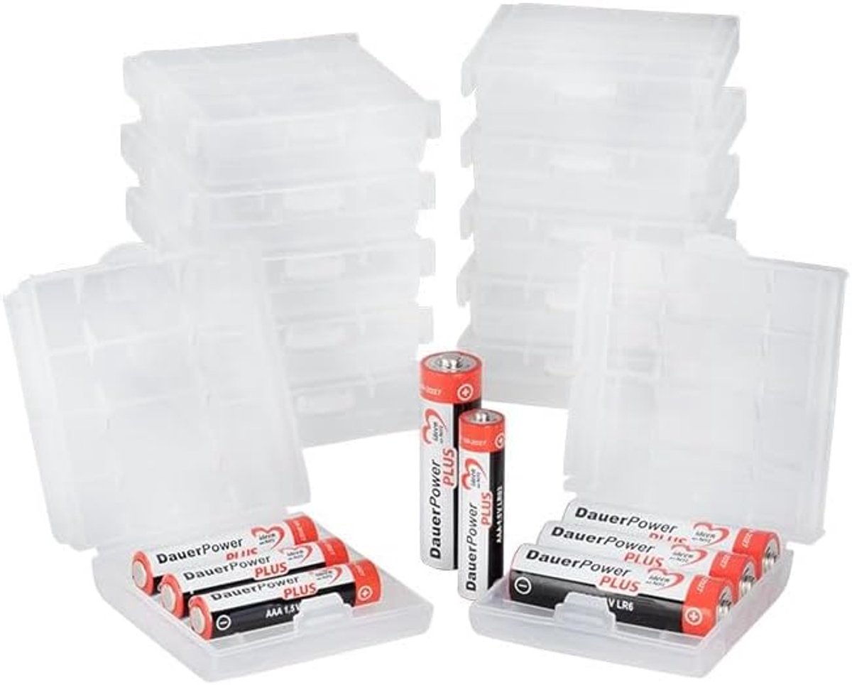 SnelShoppen - Opbergdozen voor Batterijen en Accu's | Batterij Organizer en Transportbox | 12 Stuks | 6,6 x 6,1 x 1,8 cm | Polypropeen | Ideaal voor T