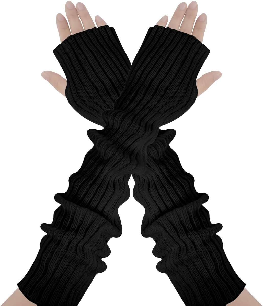 Thijox - 2 Stuks Vrouwen Vingerloze Handschoenen, Gebreide Thermische Armwarmers, Polswarmers voor Koud Weer, Zachte en Duurzame Wanten voor Feest en