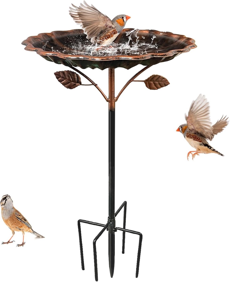 Thijox - Vogelbad voor buiten van metaal, 85 cm, 5-punt vogelvoederstation voor tuin, ideaal voor wilde vogels, robuust en stijlvol ontwerp