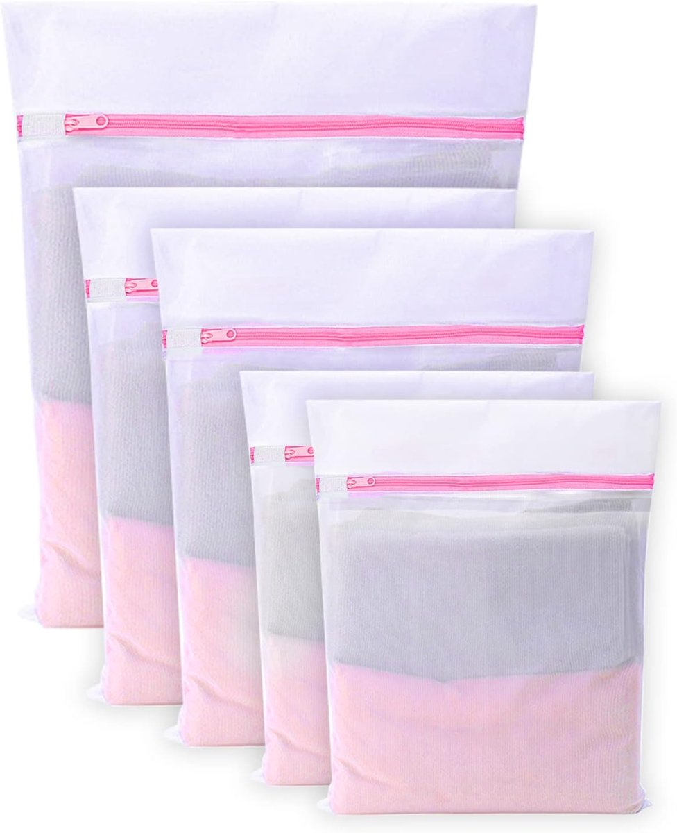 Thijox - Wasmachine wasnet-waszak voor beha, schoenen, ondergoed, babykleding, sokken, reizen, 5 stuks, met ritssluiting, duurzaam materiaal