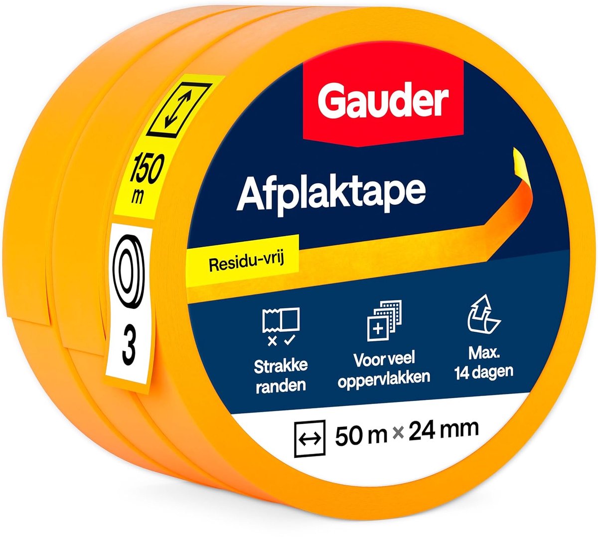 Thijox - Premium Washi Schilderstape voor Strakke Verfranden - Professionele Residuvrije Aftaping voor Schilderen en Renovatie - 3 Rollen 24mm x 50m