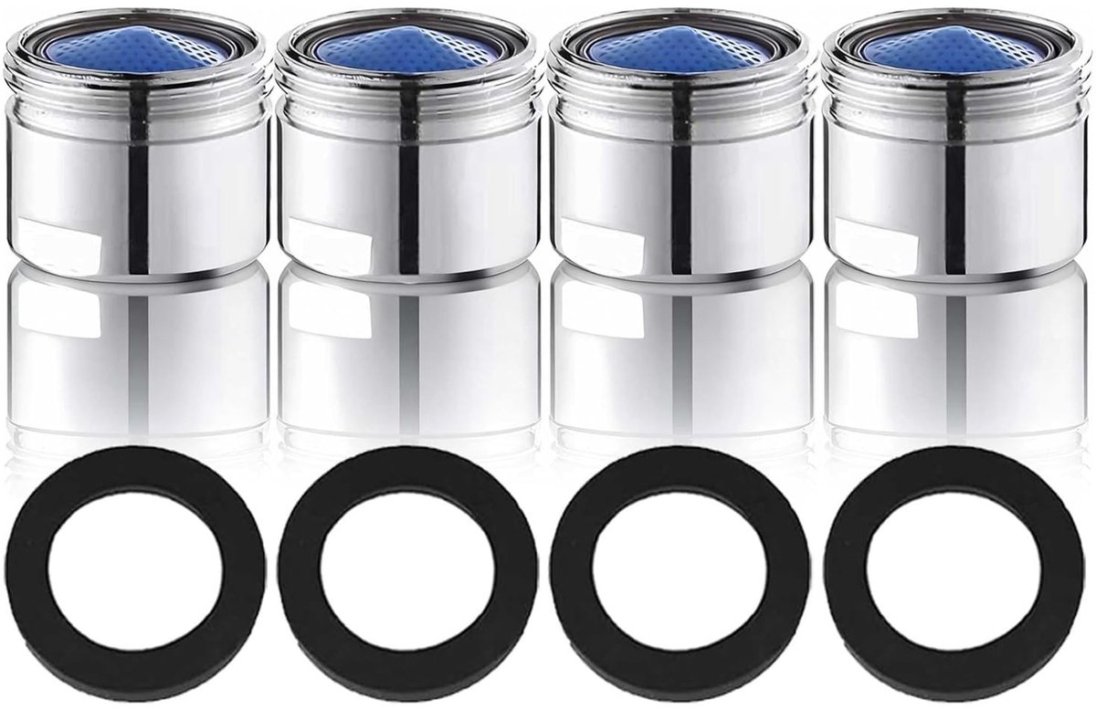 Dailygoods - Perlatoren Voor Kranen, 4 Stuks Waterkraan Zeef Straalregelaar M18, Koperen Zeef Kraan Perlator Opzetstuk Met 4 Afdichtingen