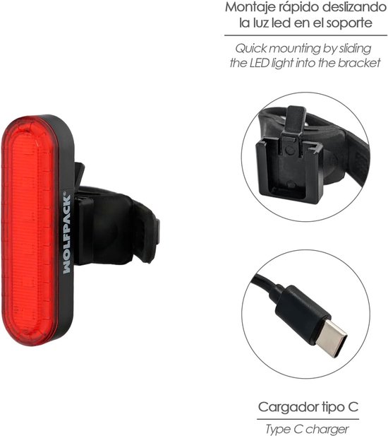LED Achterlicht - Fiets Scooter - Zichtbaarheid Verhogen - Oplaadbaar USB - 100 Lumen - Multicolor — afbeelding 2